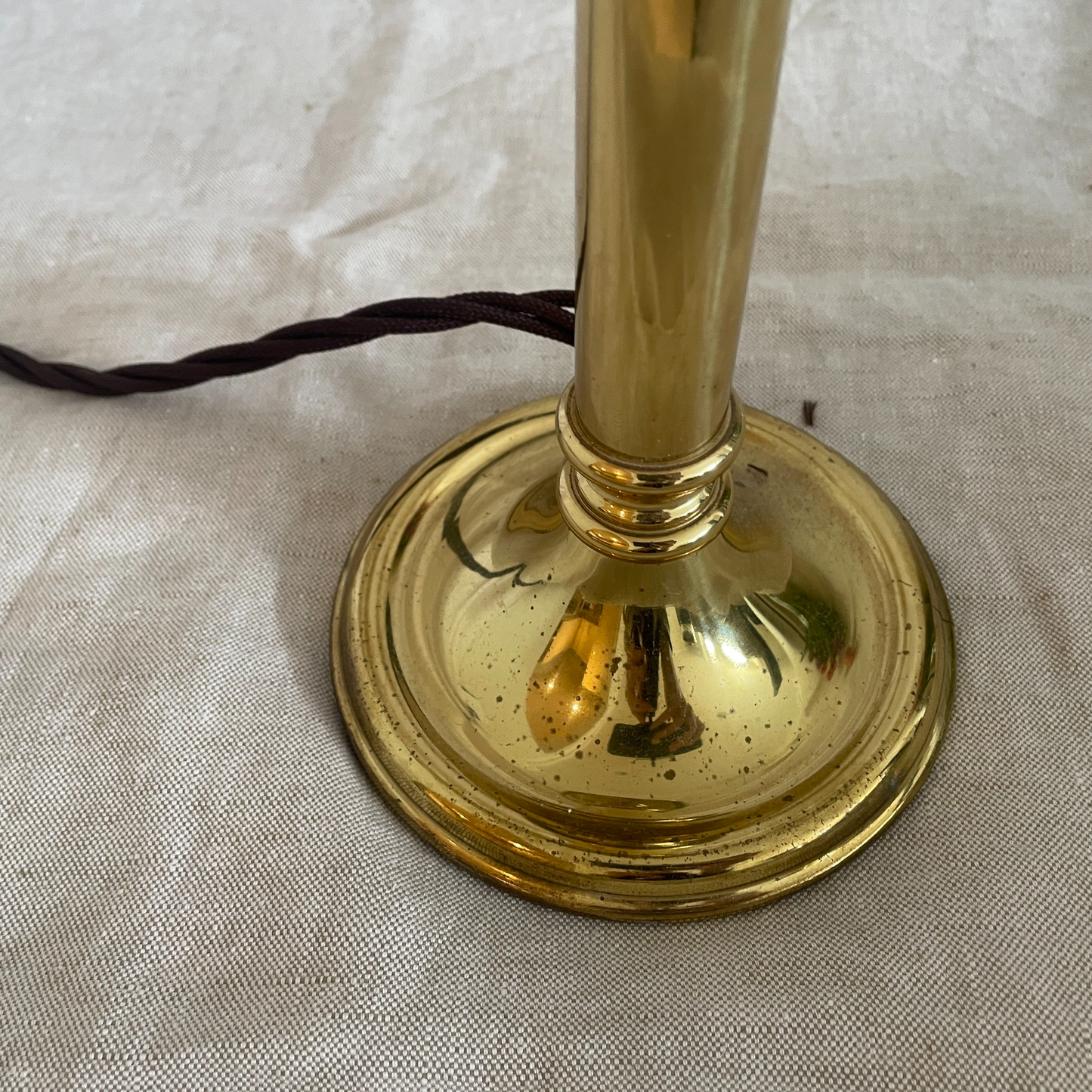 Slim brass table lamp