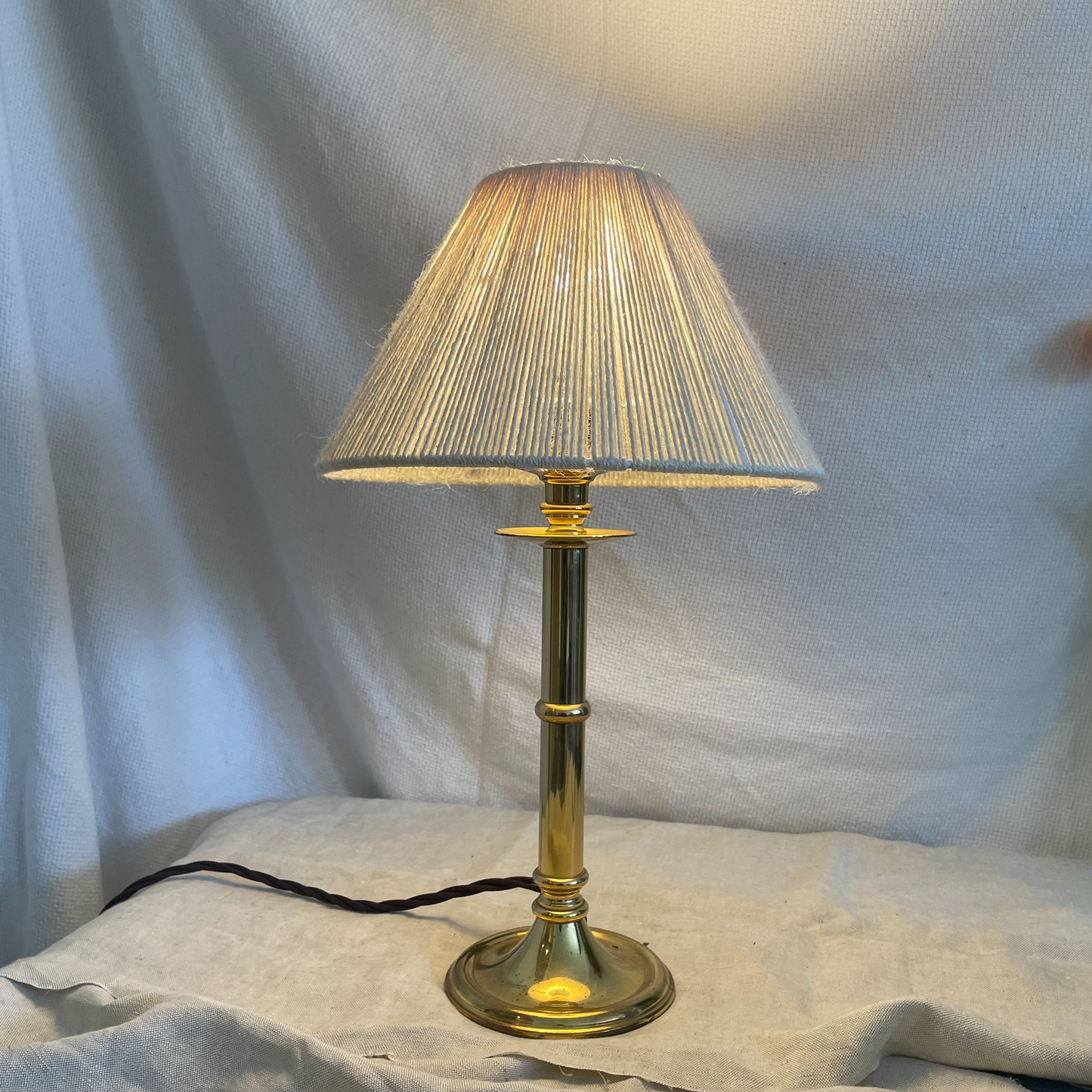 Slim brass table lamp