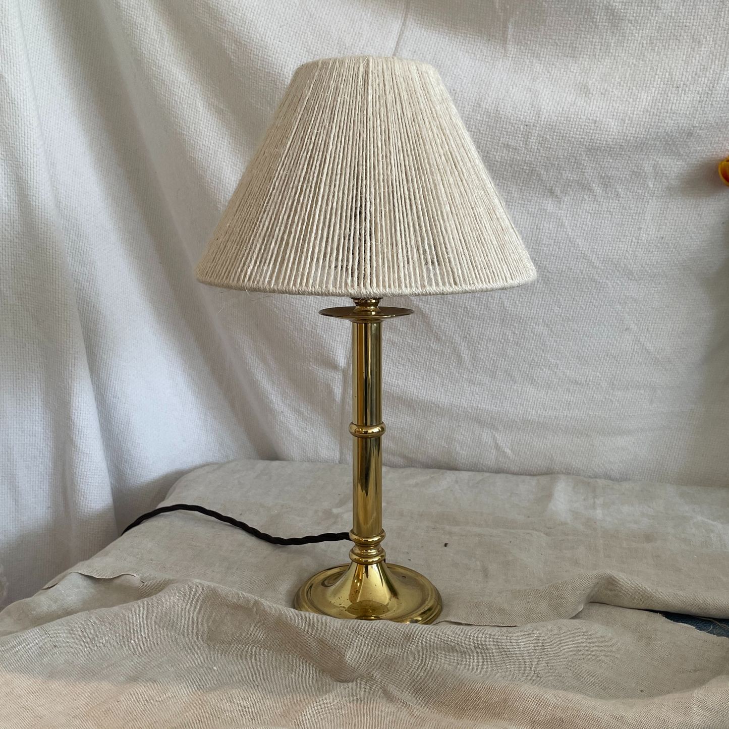 Slim brass table lamp