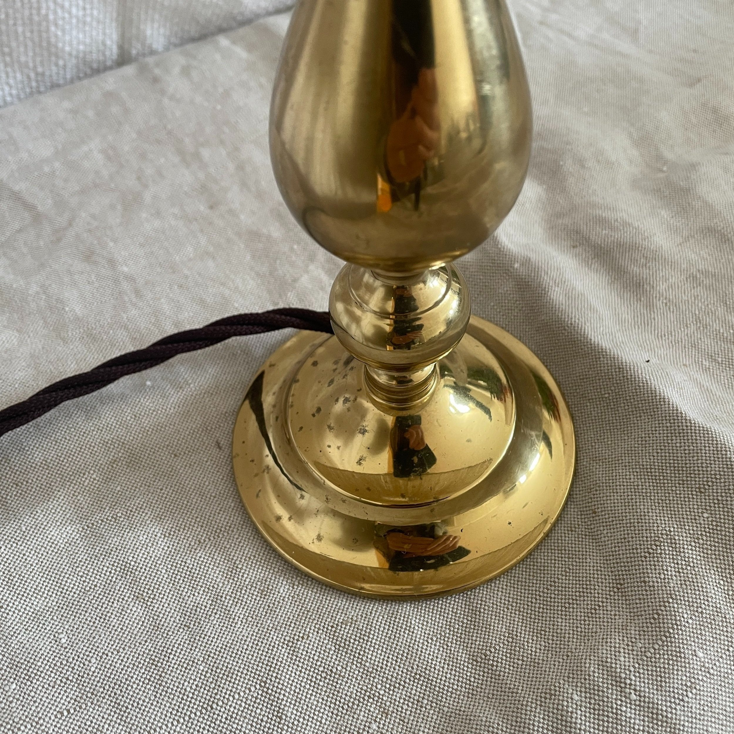 Pair of antiqued brass droplet lights
