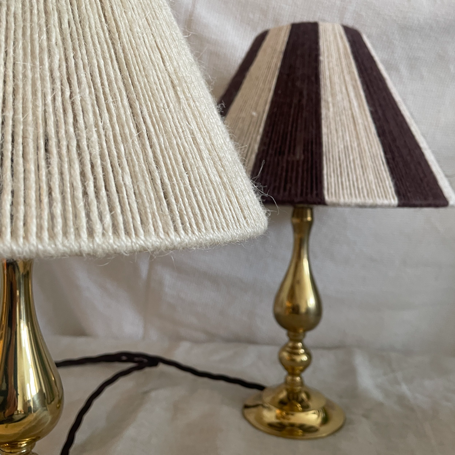 Pair of antiqued brass droplet lights