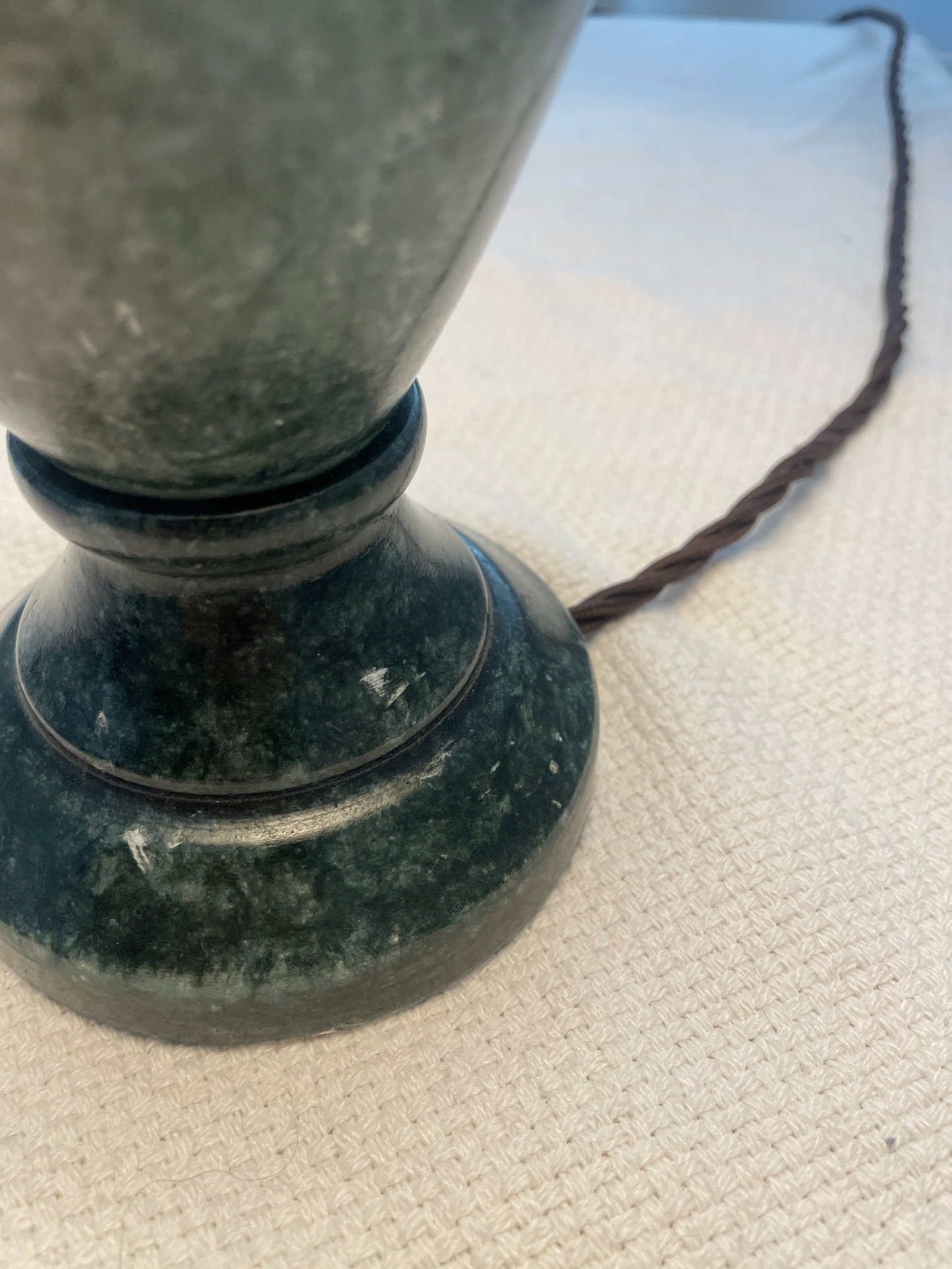 Pair of Marble Table Lamps & Shades