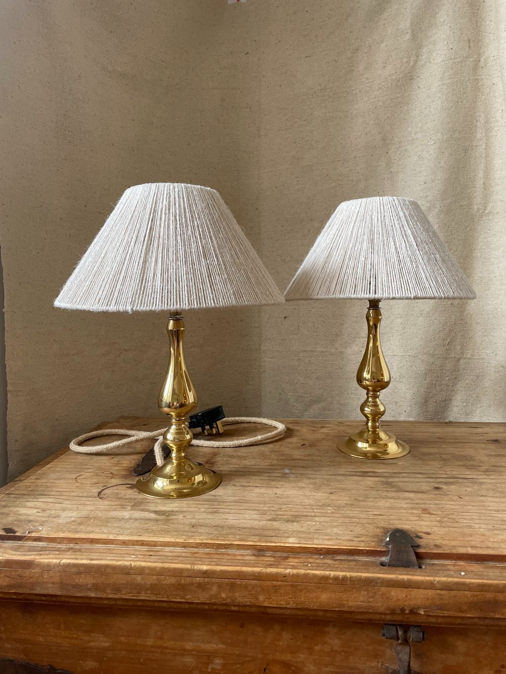 Pair of vintage brass table lamps