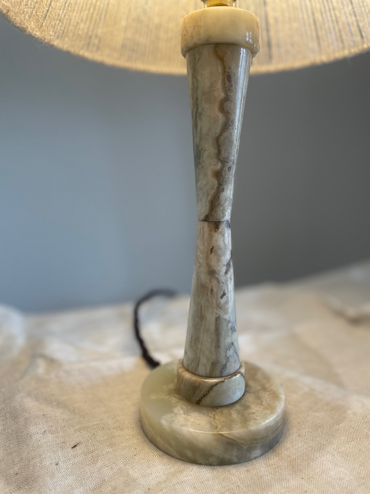 Conical green onyx table lamp