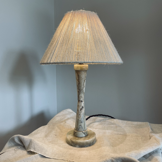Conical green onyx table lamp